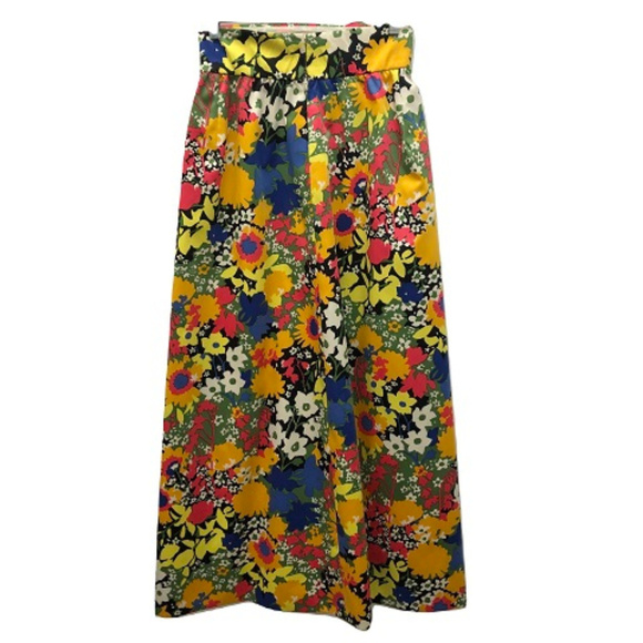 Givenchy Vintage Floral Silk Skirt Size 10 - Picture 2 of 3